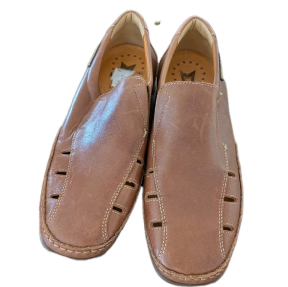 MEPHISTO MENS SHOES 8 M Tan LEATHER SANDALS COOL AIR Slip on - Picture 7 of 7